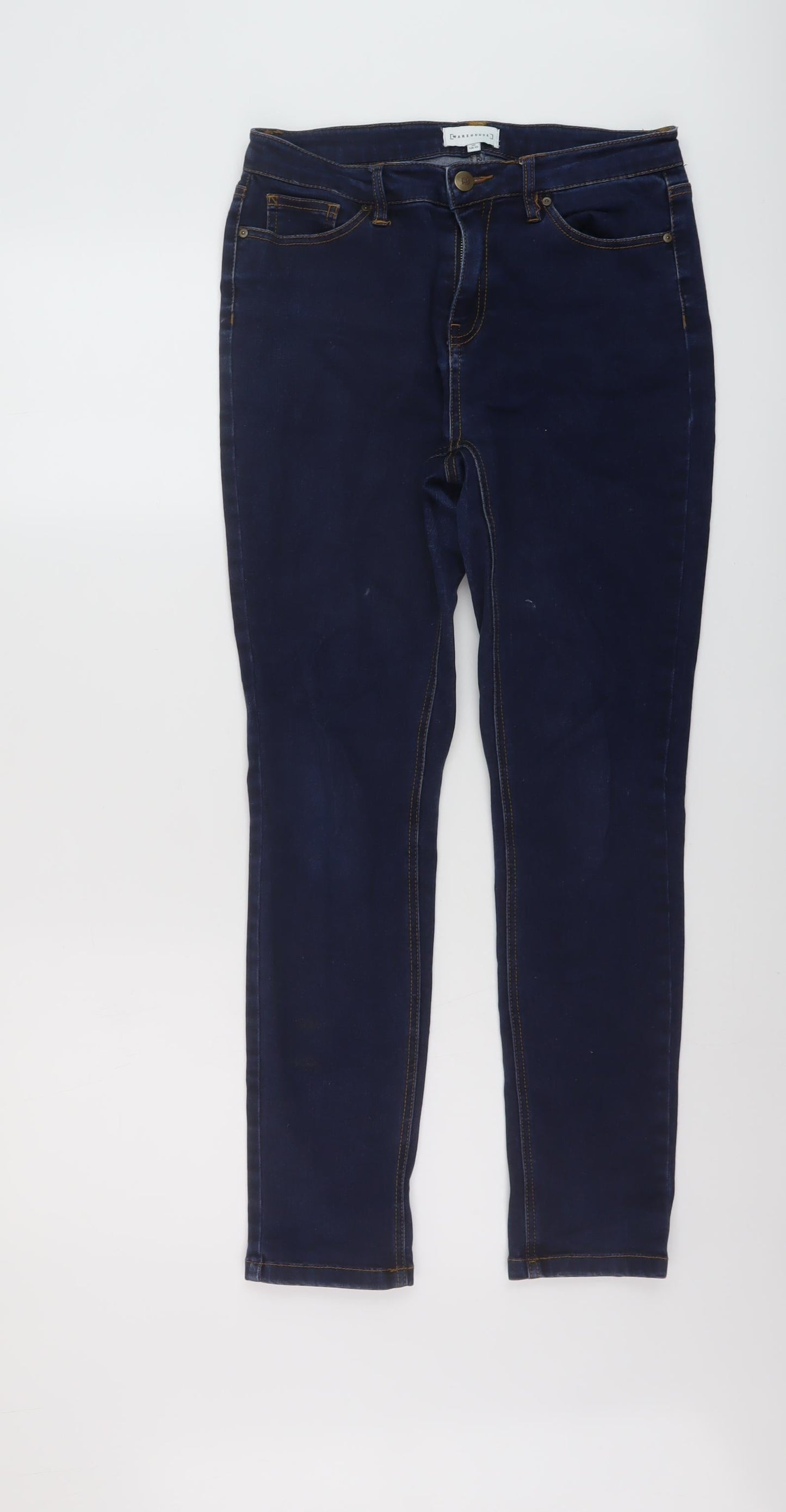 Womens UK Size 10 Warehouse Regular Fit Skinny Blue Jeans