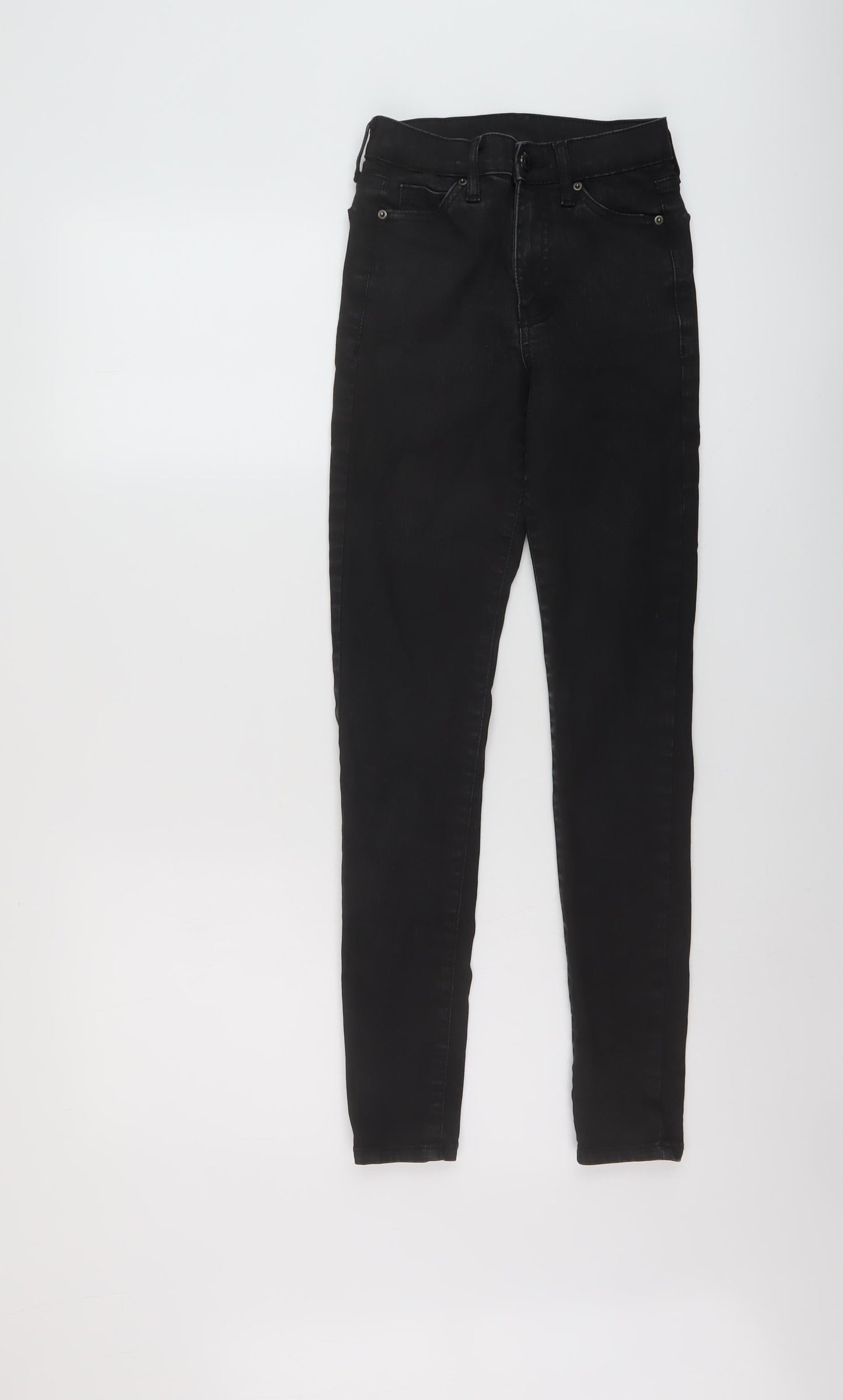 Topshop Womens Black Cotton Skinny Jeans Size 24 in L27 in Regular Button