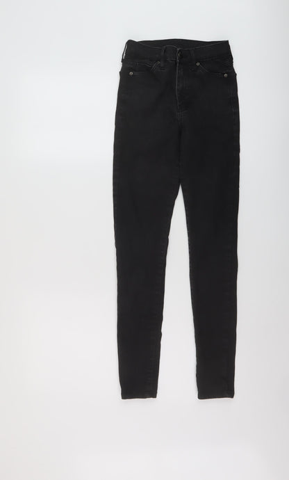 Topshop Womens Black Cotton Skinny Jeans Size 24 in L27 in Regular Button