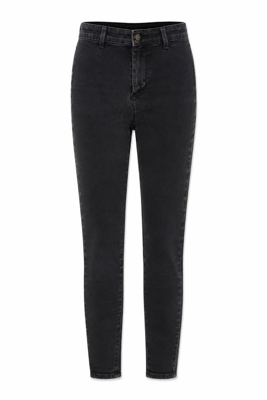 Front view of Denim & Co. women’s grey cotton skinny jeans, size UK 8, 26-inch leg regular button
