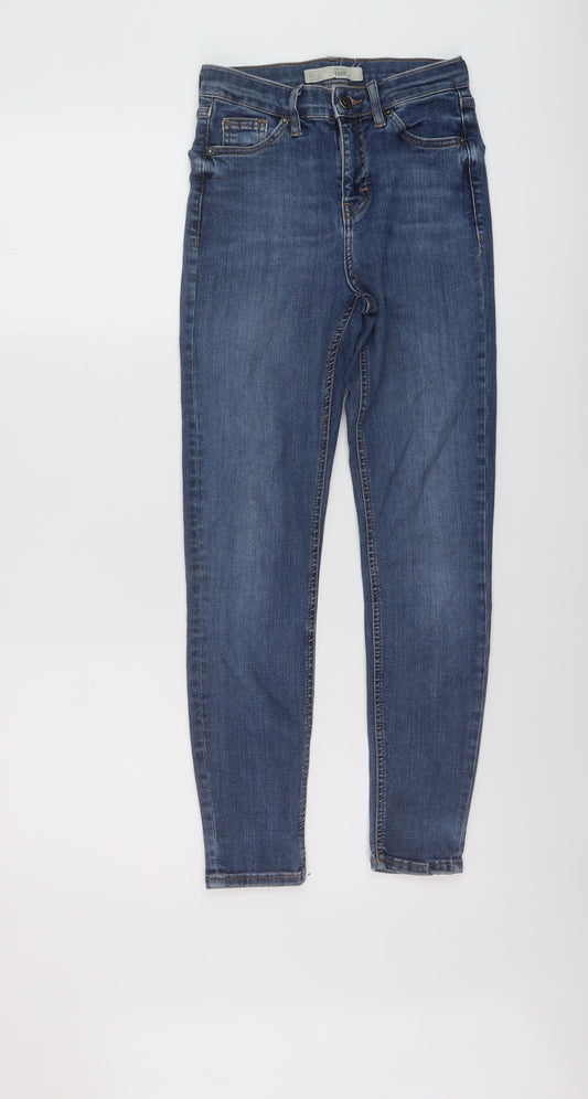 Topshop Womens Blue Cotton Skinny Jeans Size 26 in L25 in Regular Button
