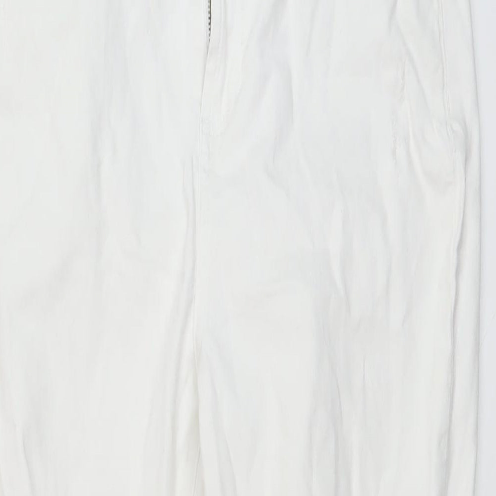 George Womens White Cotton Straight Jeans Size 14 L28 in Regular Button