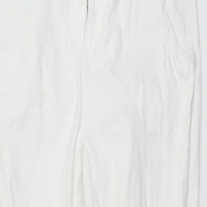 George Womens White Cotton Straight Jeans Size 14 L28 in Regular Button