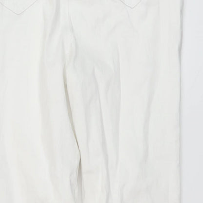 George Womens White Cotton Straight Jeans Size 14 L28 in Regular Button