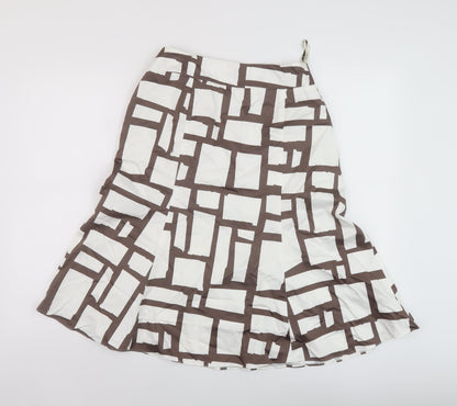 Precis Womens White Geometric Cotton A-Line Skirt Size 12 Zip