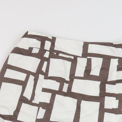 Precis Womens White Geometric Cotton A-Line Skirt Size 12 Zip