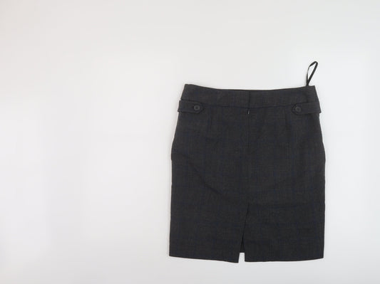 NEXT Womens Grey Plaid Polyester A-Line Skirt Size 10 Button