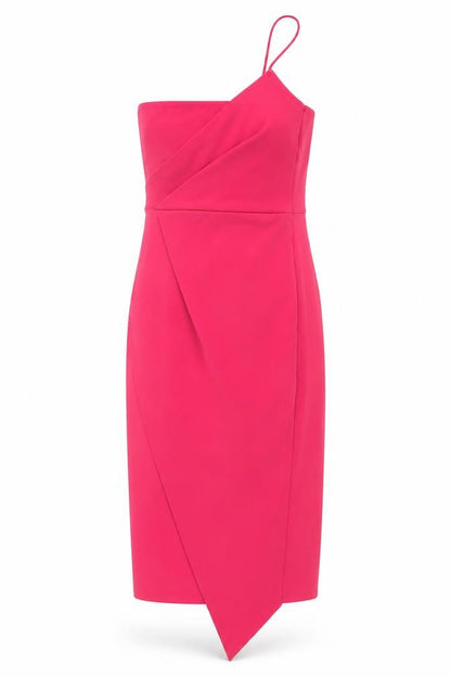 Quiz Womens Pink Polyester Bodycon Size 10 One Shoulder Pullover