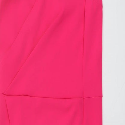 Quiz Womens Pink Polyester Bodycon Size 10 One Shoulder Pullover