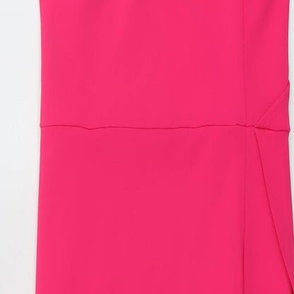 Quiz Womens Pink Polyester Bodycon Size 10 One Shoulder Pullover