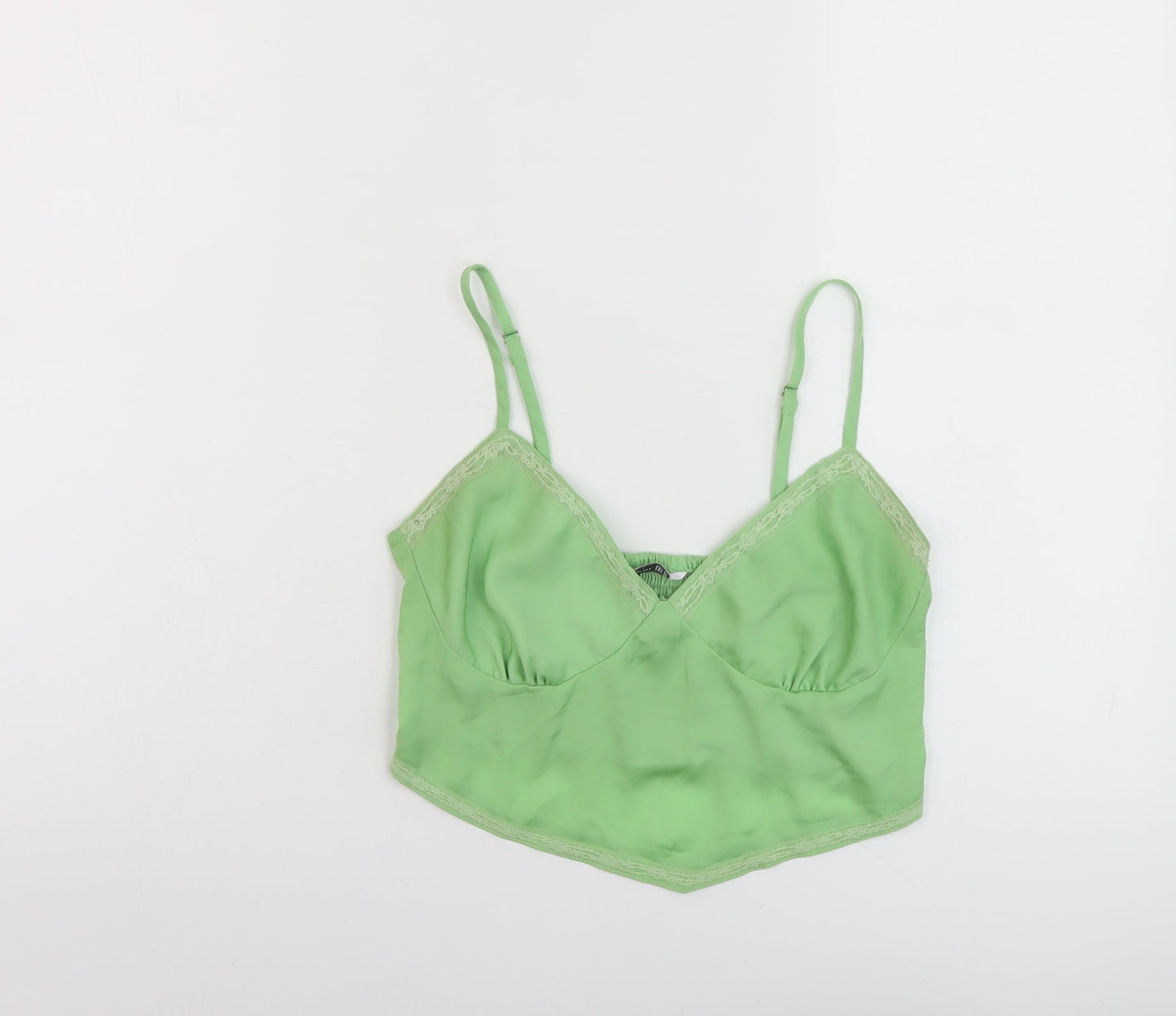 Womens UK Size M Stradivarius Green Cropped Tank