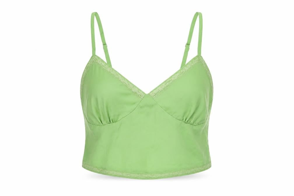 Womens UK Size M Stradivarius Green Cropped Tank