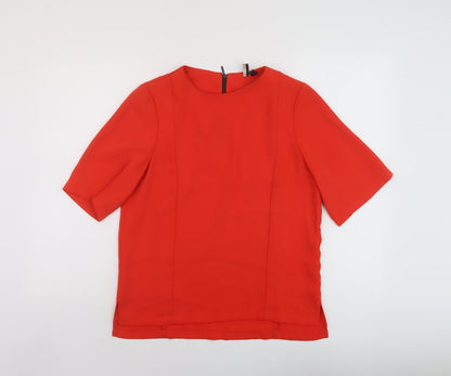 Womens UK Size 12 Topshop Red Basic T-Shirt