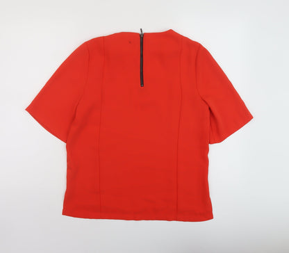 Womens UK Size 12 Topshop Red Basic T-Shirt