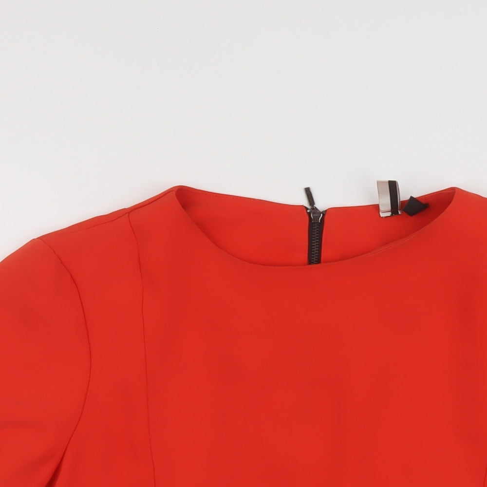 Womens UK Size 12 Topshop Red Basic T-Shirt