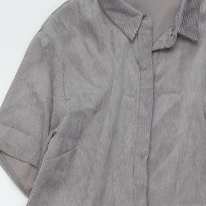 Missguided Womens Grey Polyester A-Line Size 12 Collared Button