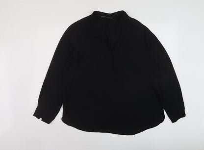 Womens UK Size XL Zara Black Basic Blouse