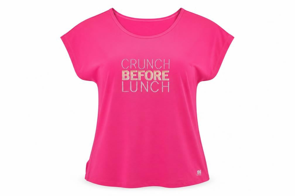 Front view of Red Herring women’s pink polyester basic t-shirt, size M, round neck pullover