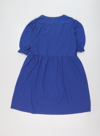 New Look Womens Blue Polyester A-Line Size 12 Round Neck Pullover