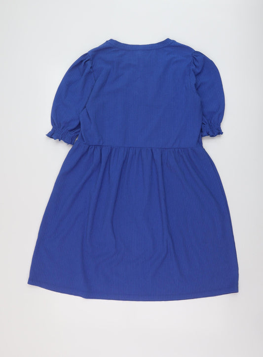 New Look Womens Blue Polyester A-Line Size 12 Round Neck Pullover