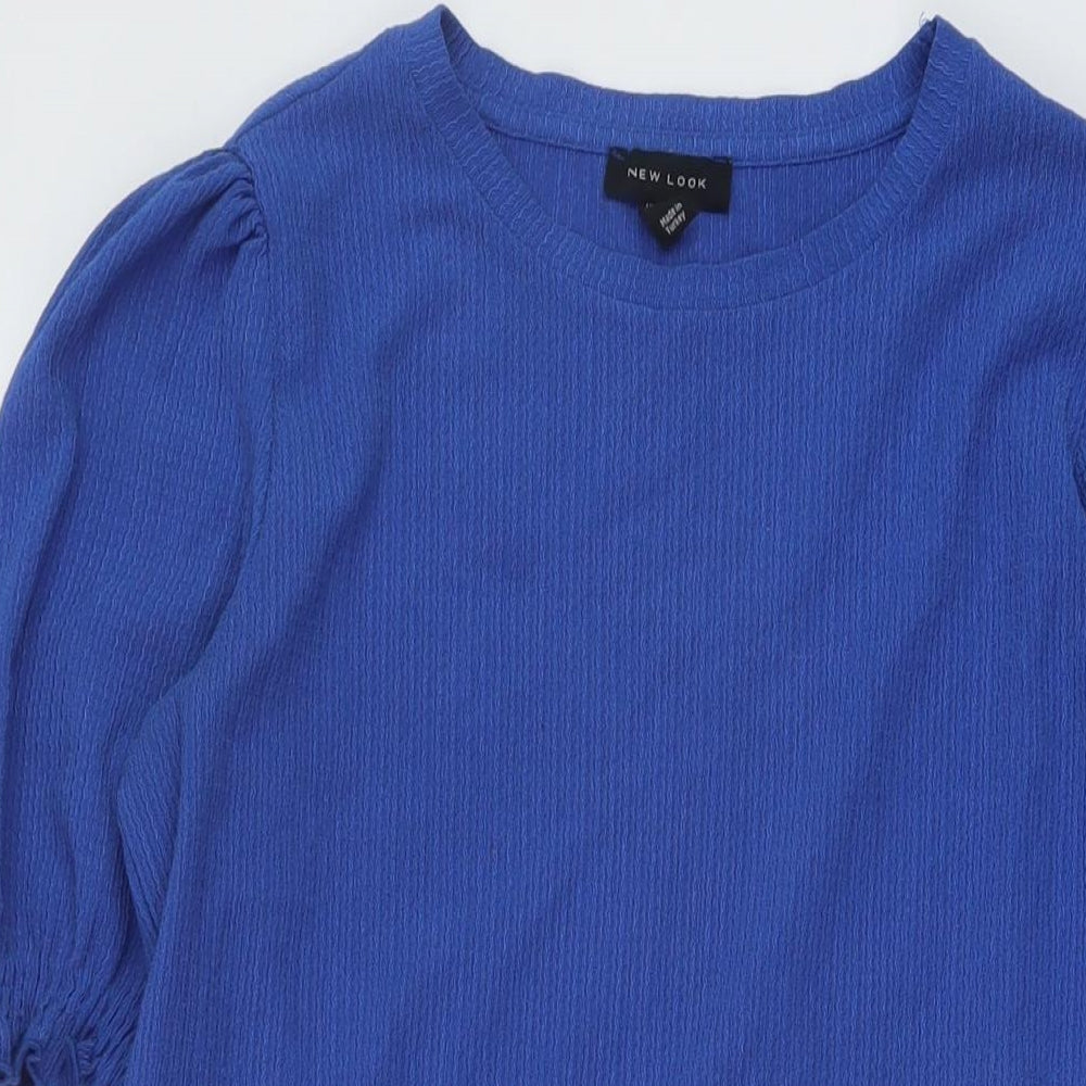 New Look Womens Blue Polyester A-Line Size 12 Round Neck Pullover