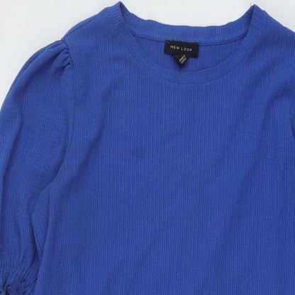 New Look Womens Blue Polyester A-Line Size 12 Round Neck Pullover