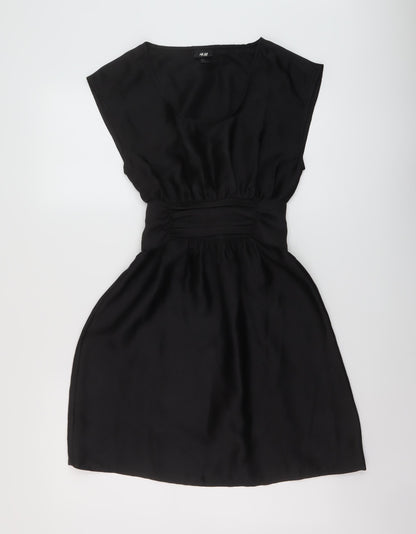 H&M Womens Black Polyester A-Line Size 8 Round Neck Pullover