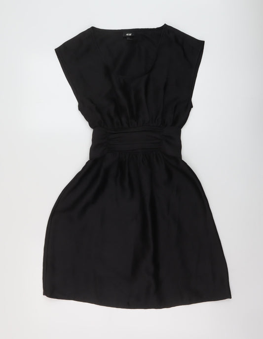 H&M Womens Black Polyester A-Line Size 8 Round Neck Pullover