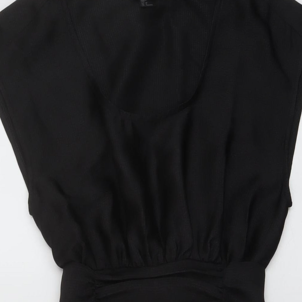 H&M Womens Black Polyester A-Line Size 8 Round Neck Pullover