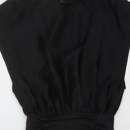 H&M Womens Black Polyester A-Line Size 8 Round Neck Pullover