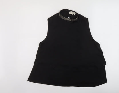 Womens UK Size 10 Cream Black Basic Tank