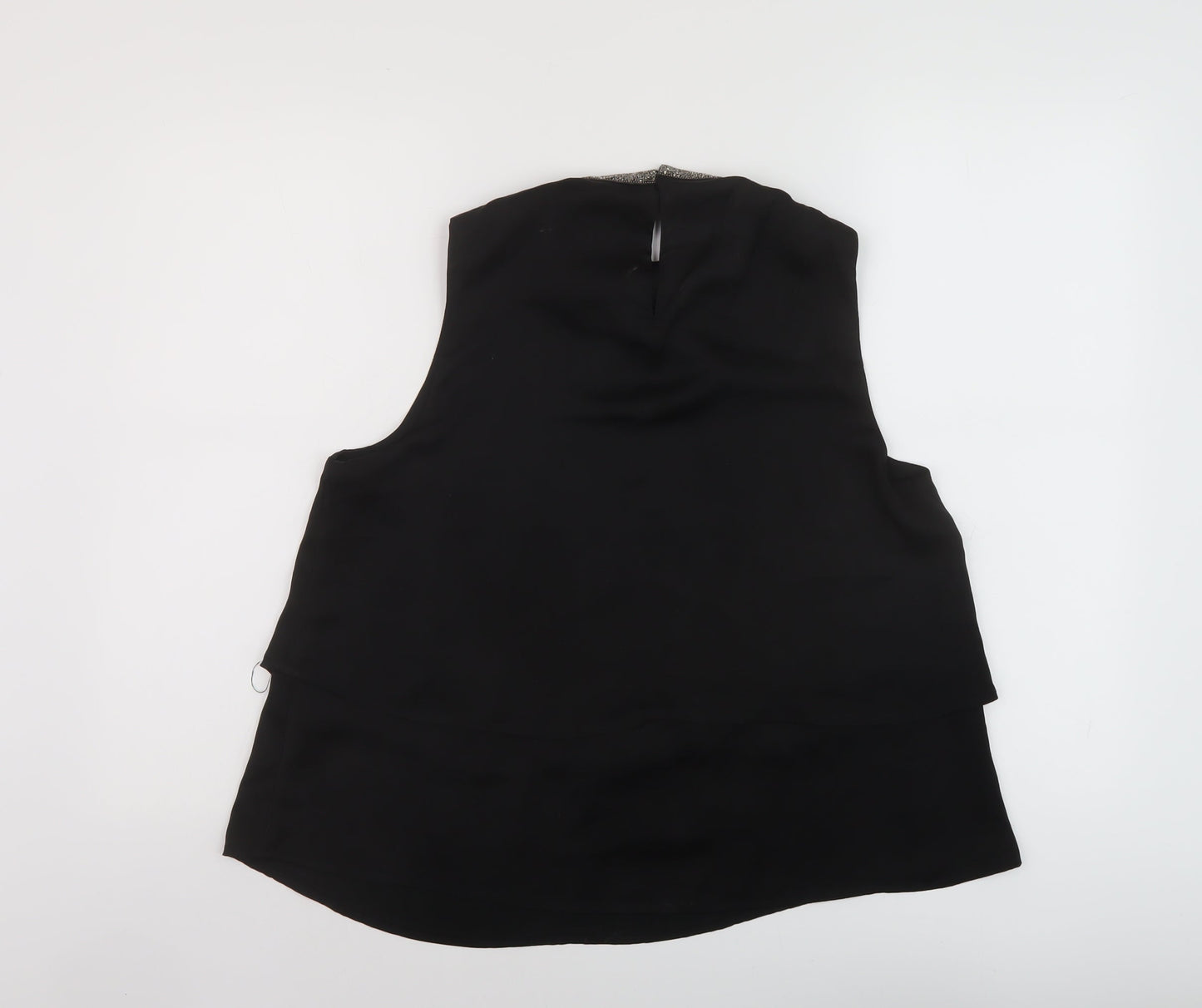 Womens UK Size 10 Cream Black Basic Tank
