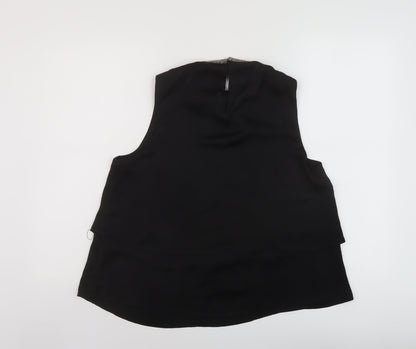 Womens UK Size 10 Cream Black Basic Tank