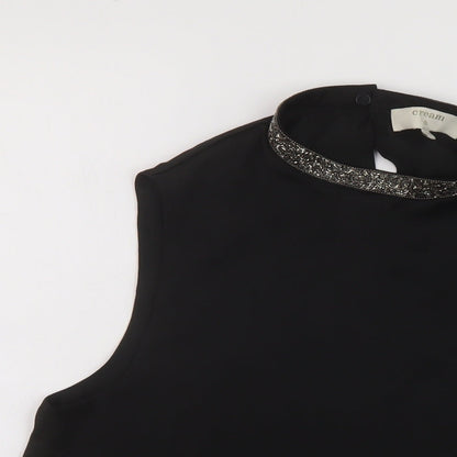 Womens UK Size 10 Cream Black Basic Tank