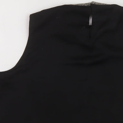 Womens UK Size 10 Cream Black Basic Tank