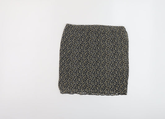 Mint Vanilla Womens Beige Geometric Polyester Mini Skirt Size M