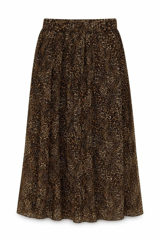Sabrina Diamond Womens Brown Animal Print Polyester Pleated Skirt Size M
