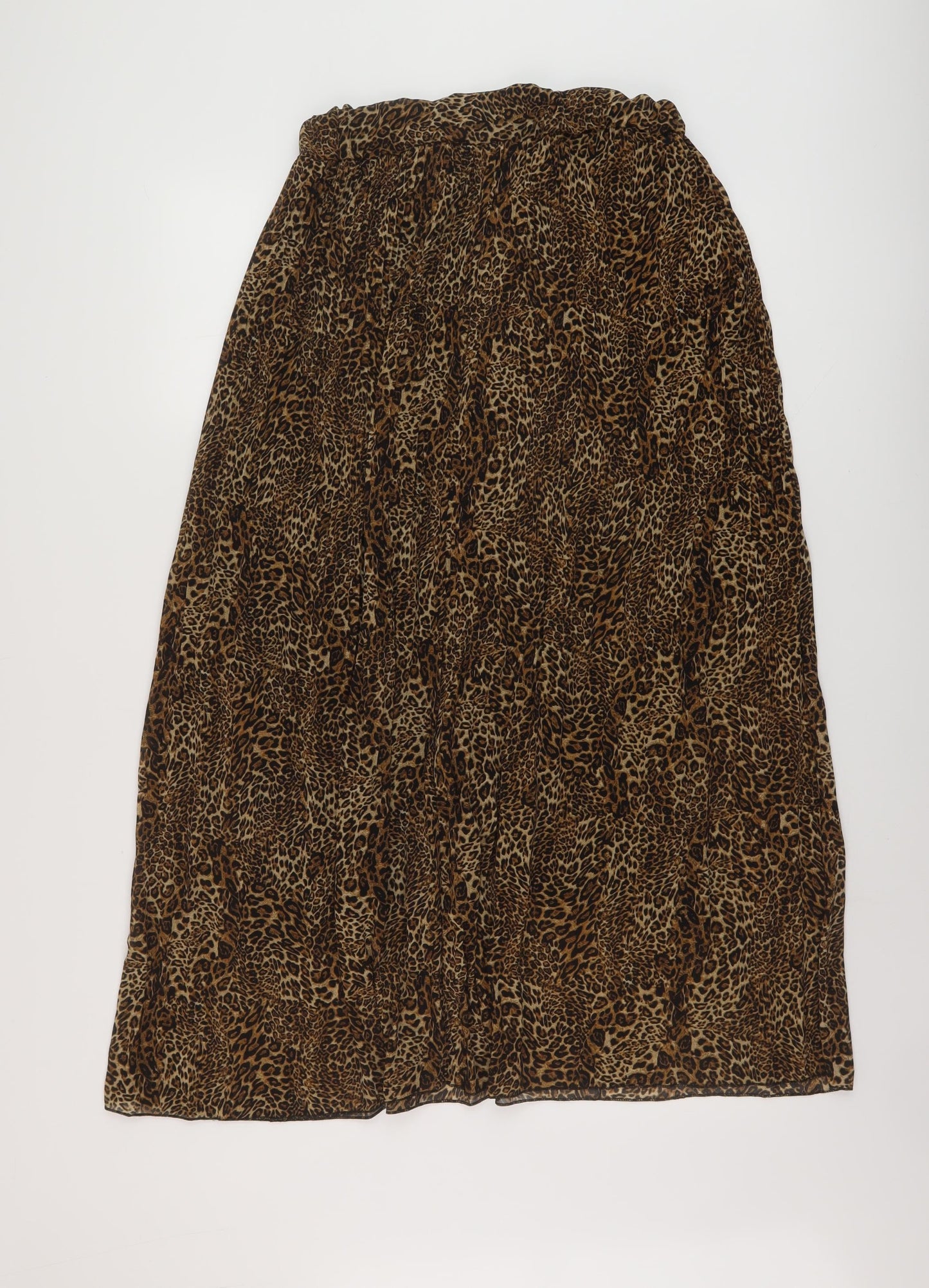 Sabrina Diamond Womens Brown Animal Print Polyester Pleated Skirt Size M