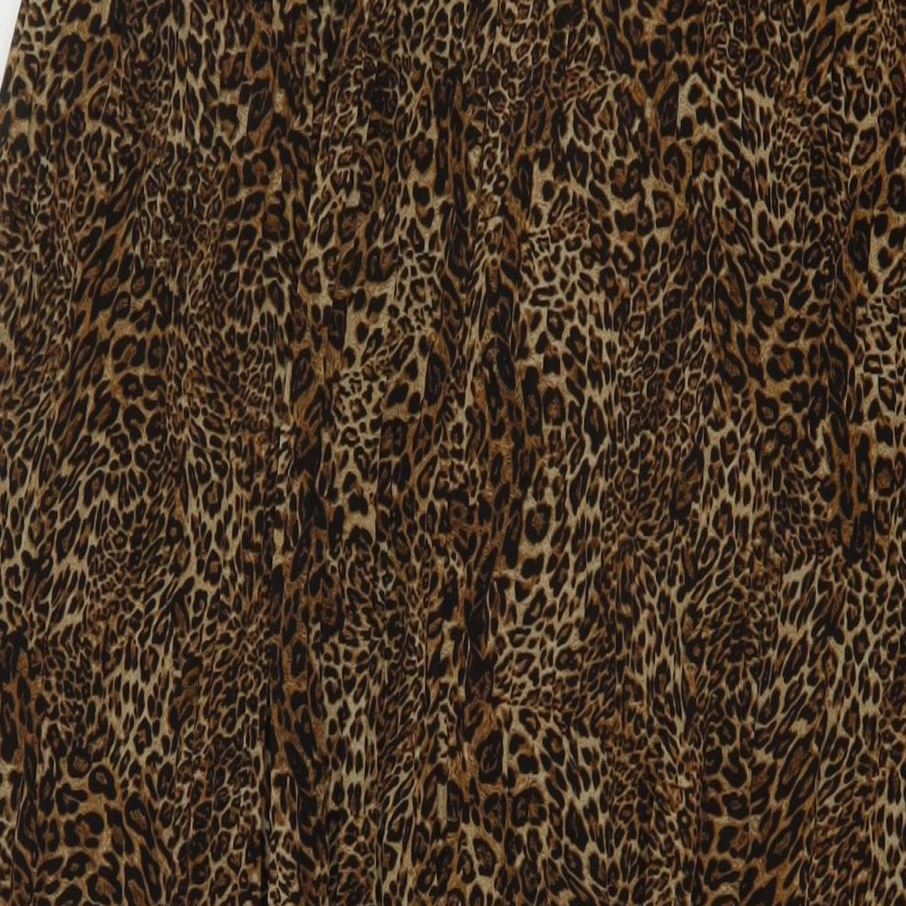 Sabrina Diamond Womens Brown Animal Print Polyester Pleated Skirt Size M