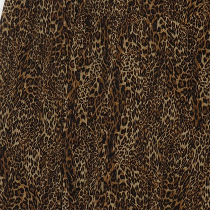 Sabrina Diamond Womens Brown Animal Print Polyester Pleated Skirt Size M