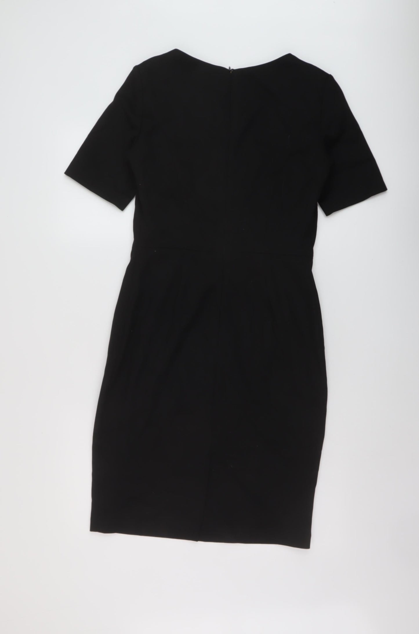 NEXT Womens Black Polyester Sheath Size 10 Round Neck Zip