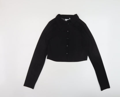 Womens UK Size 10 ASOS Black Cropped Button-Up