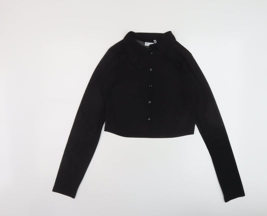 Womens UK Size 10 ASOS Black Cropped Button-Up