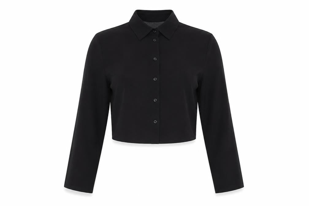 Womens UK Size 10 ASOS Black Cropped Button-Up