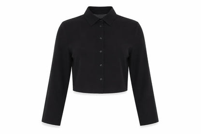 Womens UK Size 10 ASOS Black Cropped Button-Up