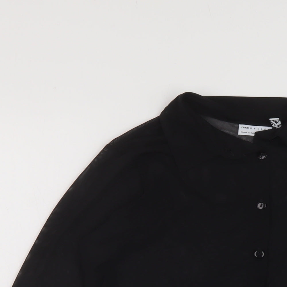 Womens UK Size 10 ASOS Black Cropped Button-Up