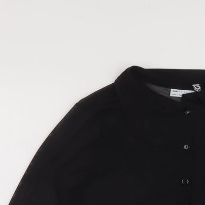 Womens UK Size 10 ASOS Black Cropped Button-Up