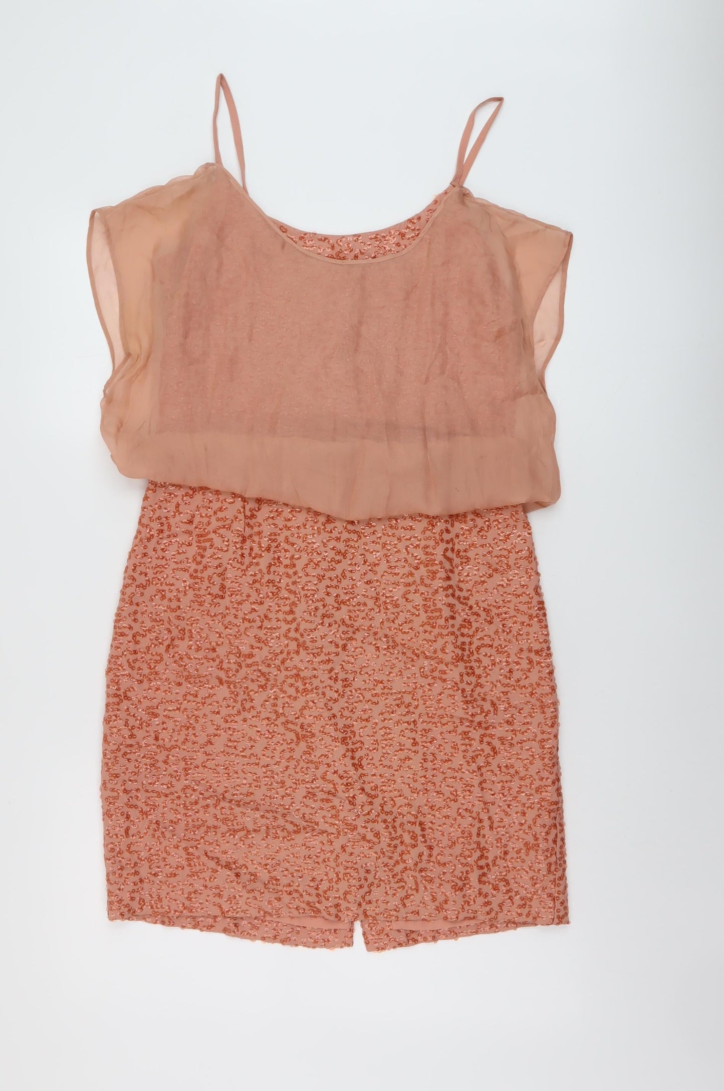 French Connection Womens Orange Polyester A-Line Size S Round Neck Zip