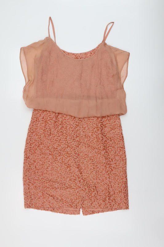 French Connection Womens Orange Polyester A-Line Size S Round Neck Zip