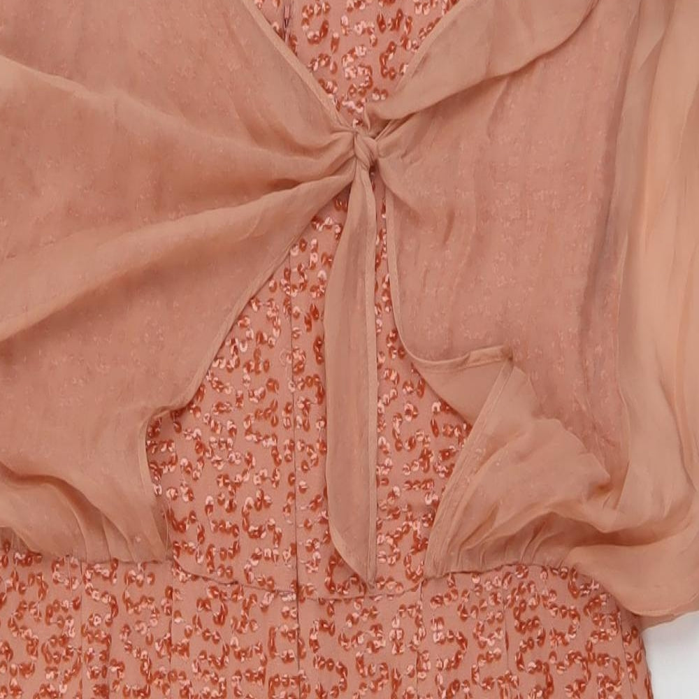 French Connection Womens Orange Polyester A-Line Size S Round Neck Zip